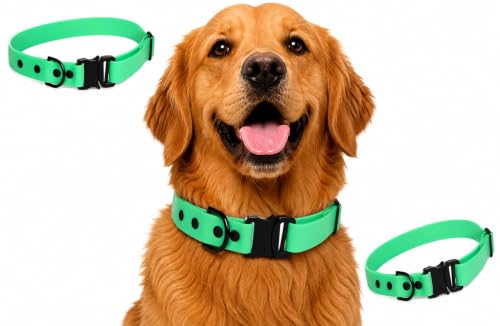 Image of Adil's Biothane Waterproof Dog Collar, Dog Leash & Collar Leash Combo | Heavy Duty TPU Coated Webbing | Adjustable Quick Release Buckle | Odour Resistant (Forest Green, L-22, Collar only)