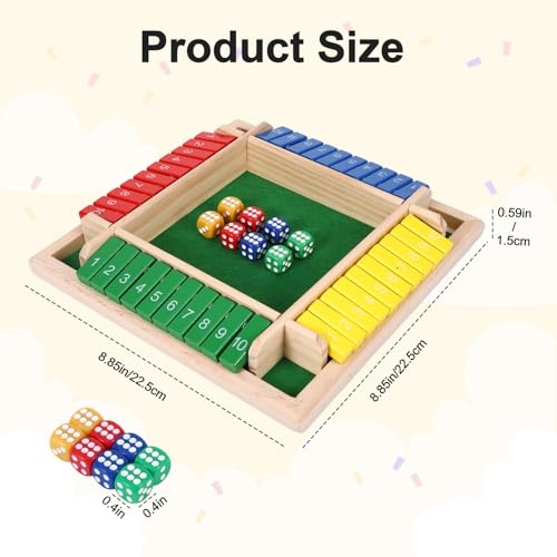 Shut The Box Juego de Mesa 2-4 Jugadores de Madera miniatura 2