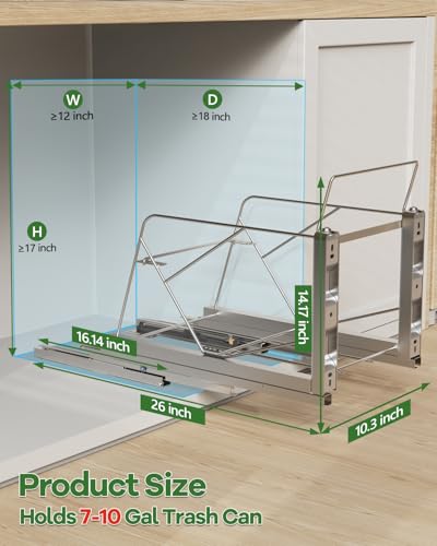 Image of Cabinet Trash Can Pull-Out Kit, Door or Base Mount, Soft-Close Slides