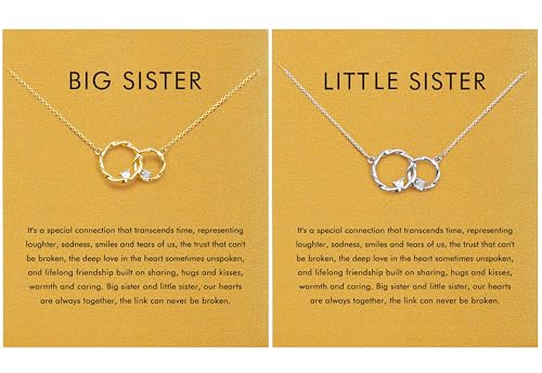 Baydurcan Big Little Sister Gift Birthday Gifts for Sisters Gifts from Sisters Necklace for Women(Big & Little sister)