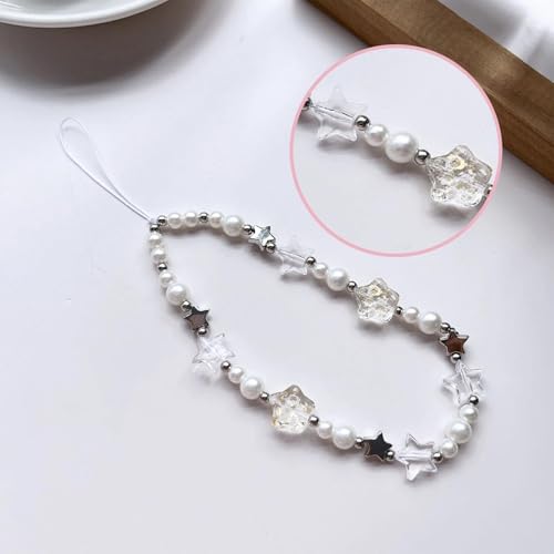 KNUIUYY 2 Pcs Handykette Perlen, Handyanhänger Kurz, Handy Perlen Schlüsselband, Beaded Handschlaufe, Universal Handygurt, Handyband, Stylisches Accessoire Damen für Handy Hülle, Smartphone, Tasche