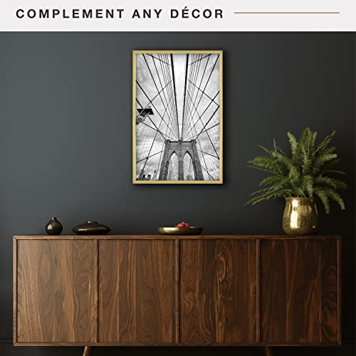 Image of MCS Edgeline Metal Poster Frame, Back-Loading Picture Frame For Wall Art, 16 x 24 Inch, Brass