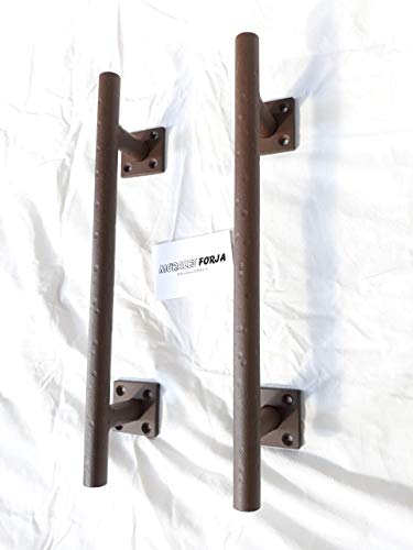 Tirador puerta herrajes forja granero rustico tirador mango de hierro armario habitación cocina Modelo Antique 2 Morales forja. Set de 2 unidades. Imitación Oxido.
