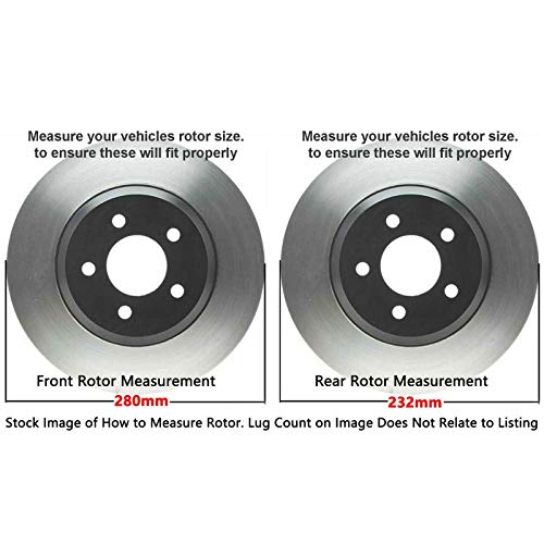 Image of Detroit Axle - Brake Kit for 2000 VW Beetle, 1999-2006 Golf, 200-2004 Jetta, 11.02 inch inch Front and 9.13'' inch Rear Drilled & Slotted Brake Rotors Ceramic Brake Pads Replacement