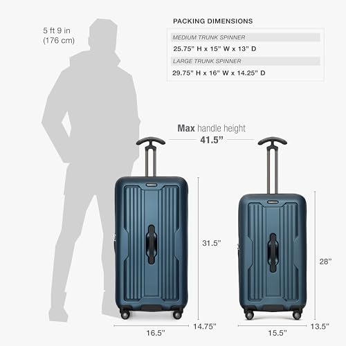 Image of Traveler's Choice Ultimax II Polycarbonate Hardside Luggage with Spinner Wheels, Matte Navy, 31-Inch Large Trunk, Ultimax II Polycarbonate Hardside Luggage With Spinner Wheels