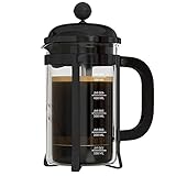 InstaCuppa French Press Coffee Maker with 4 Part Superior Filtration 600 ML, Stainless Steel, (Black)