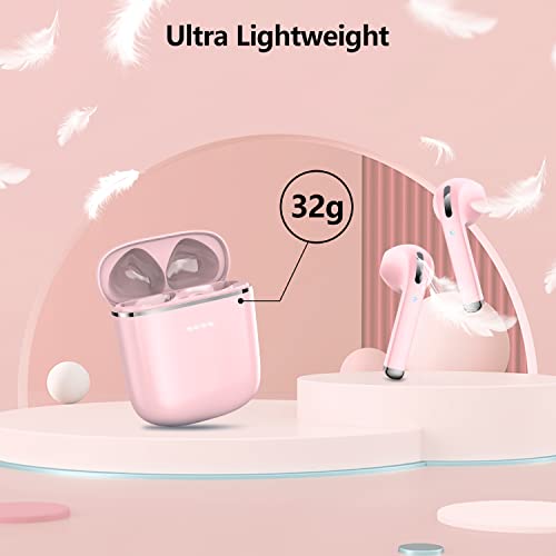 Auriculares-Bluetooth-53-Auriculares-Inalambricos-con-HiFi-Estereo-Altavoz-de-13-mm-HD-Mics-Reproduccion-de-45Horas-Cascos-Inalambricos-Impermeable-IPX7-Auriculares-Deportivos-Rosa