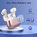 Wireless Earbuds, 2025 Bluetooth 5.4 Headphones in Ear with Stereo Deep Bass, 40H Bluetooth Ear Buds with 4 ENC Noise Cancelling Mics, IP7 Waterproof Earphones Hands-Free Calls LED Display Gold Pink