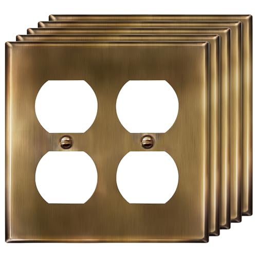 Placa de metal duplex doble ENERLITES de acero inoxidable cubierta de 2 bandas para pared 2