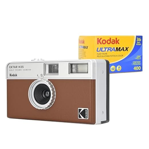 KODAK EKTAR H35 - Cámara de película de medio marco (marrón) con película Kodak Ultramax 400/36EXP de 35 mm