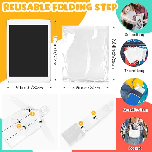 Image of BFONS 2-3 Pack Rain Ponchos for Kids, Reusable Raincoats for Boys Girls with Hood and Sleeves, Waterproof Rain Jackets