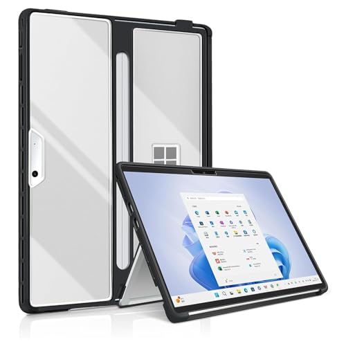 MAYDORHER for Surface Pro 11 Case Compatible with Surface Pro 10/9/8 (13-Inch) Rugged Protective Case with Frosted Translucent Back Built-in Kickstand Type Cover Keyboard Compatible White