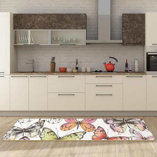 Tapete absorbente para cocina, pasillo y cuarto de lavado con mariposas 3