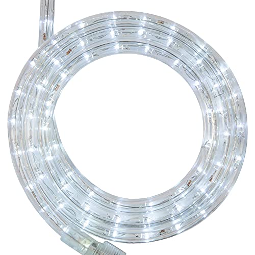 Wintergreen Lighting 18' LED Cool White Rope Light, Flexible Light Rope String Light Outdoor...