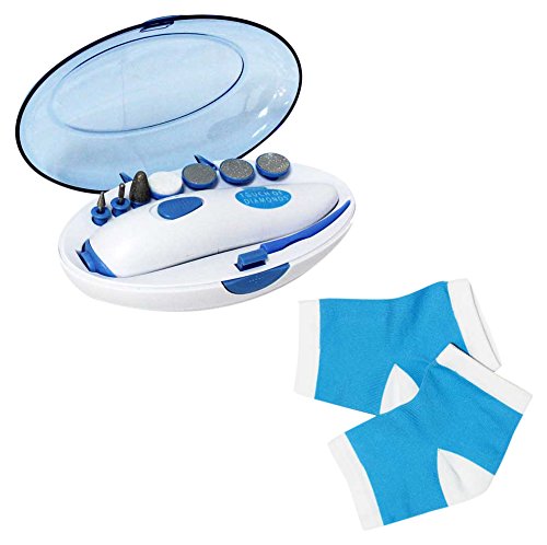Touch of Diamonds Multi Ultimate Manicure & Pedicure Care Kit with Fine Buffer and Moisturizing Heel Socks