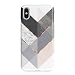 Obbii iPhone X/XS Matte Case Marble Gray Rose Geometric Design, Shockproof Slim TPU Flexible Soft Silicone Protective Cover Case Compatible with iPhone X/XS（5.8''）