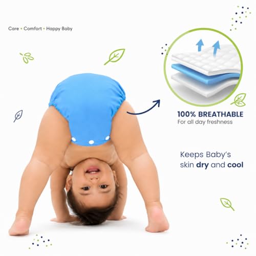 Image of Little Pea Reusable Cloth Diapers + Insert Pad | Adjustable, Washable,Freesize (Newborn To 2 Years) | Pack of 7