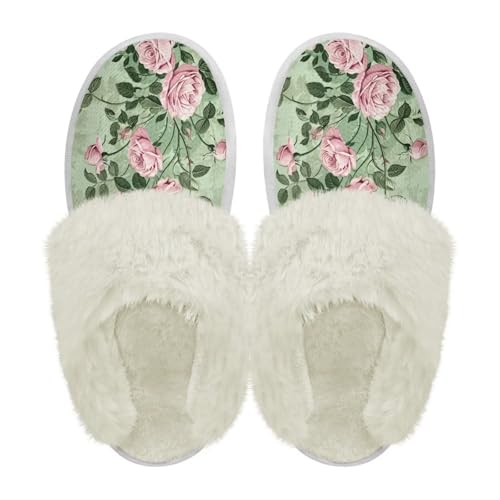 Women's Fuzzy Slippers Warm Memory Foam House Slippers Closed Toe Non-slip Comfy Indoor House Shoes2