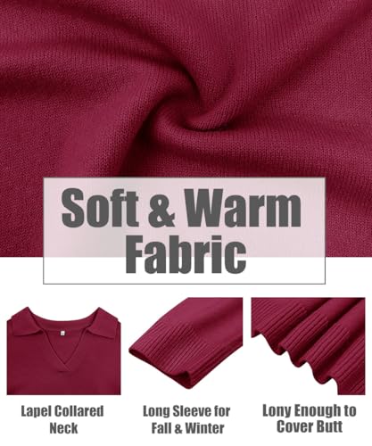 Image of CARCOS Plus Size Sweaters for Women Long Sleeve Pullover Sweaters Lapel Collared Vneck Knit Jumper Tops Fall Winter XL-5XL
