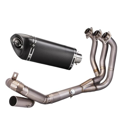 のために MT09 FZ09 XSR900 フルオートバイ排気システムエスケープスリップオン51MMチタン合金フロントリンクパイプ オートバイ排気マフラー(Black)