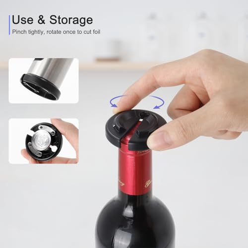 ELMWAY VinoLux Series Manual Wine Opener, Effort-Saving Self-Pull Corkscrew with Built-in Foil Cutter - Image 4