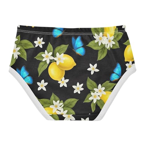 Bright Yellow Lemons Black Toddler Girls Underwear 2t Cotton Girl Panties Cute Flower Briefs Underpants2
