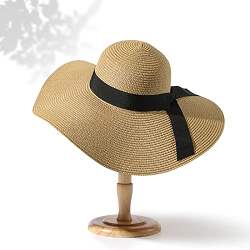 Image of Beach Hats for Women - Beach Hat Womens UPF 50+ | Packable Sun Hat Women Roll Up, Wide Brim Straw Hat for Women