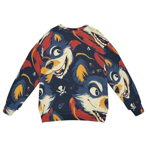 JUNZAN Cartoon Foxy Wolf Big Boys Pullover Hoodie Crewneck Sweatshirt With Hoodie Athletic 4T2
