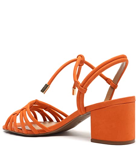 Arezzo Women's Greta Lace Up Strappy Block Heel Sandal, Orange, Size 7 #TOP2