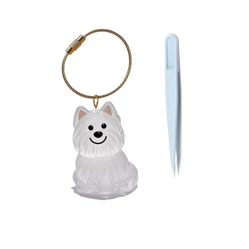 Dog Hair Collector, Transparent Pet Hairs Storage Bottle with Chain and Hair Pickup, Memorial Dog Hair Keepsake for Pet Owner (West Highland Terrier | B)