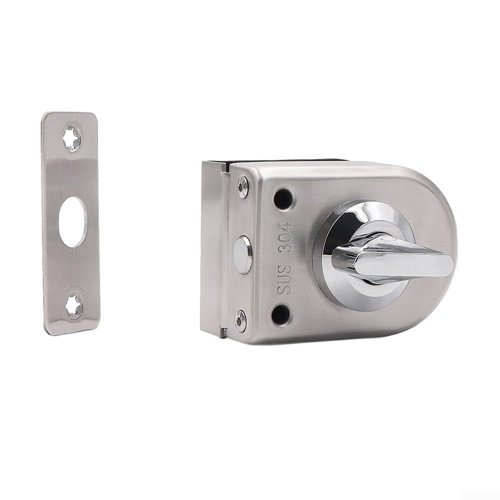 Heavy Duty Stainless Steel Glass Door Lock Latch, Rotary Knob Control with Copper Core for 8-12mm Frameless Tempered Glass, for ideal for Bathroom for hotel