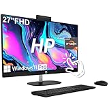 HP 27' FHD IPS All in One Desktop PC, Touchscreen Display, AMD Ryzen 7 7730U 8-Core Processor, 16GB DDR4, 1TB SSD, DisplayPort, HDMI, Wired Keyboard & Mouse Included, Windows 11 Pro, Black