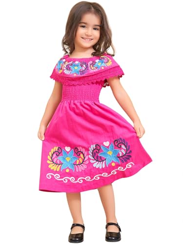 Mexican Dress for Girls Traditional Vestidos Mexicanos Cinco de Mayo Embroidered Dresser Toddler Kids