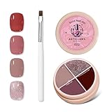 ArtiClaws 4 Colors Solid Nail Gel Set Pudding Cream Gel Nail Polish Set LED UV for Beginner DIY Home with Brushes, Smoky Pink Bean Paste, 22