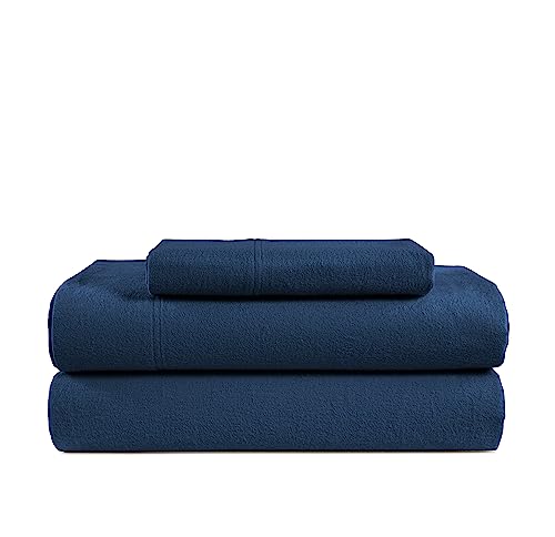 LANE LINEN Juego de sábanas de franela de 100 % algodón, tamaño individual, 3 piezas, ropa de cama ligera, cepillada para mayor suavidad, cálida, transpirable, bolsillo profundo de 16 pulgadas, color