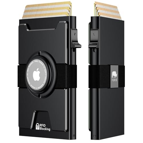 furid Smart Airtag Wallet Men: Metal Wallet with Airtag Holder - Apple Air Tag Wallet for Men Airtag, Slim Minimalist Pop Up Card Wallet