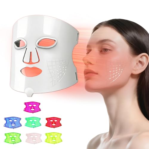 Red Light Therapy for Face, Portable Red Light Therapy Mask with Remote, LED Face Mask Light Therapy with Timing Function, for Home, Working, Yoga, Sleep