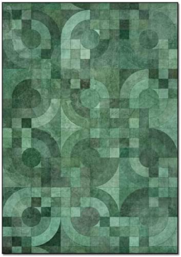 Tapis vert émeraude 140x200 cm au design géométrique et finitions douces