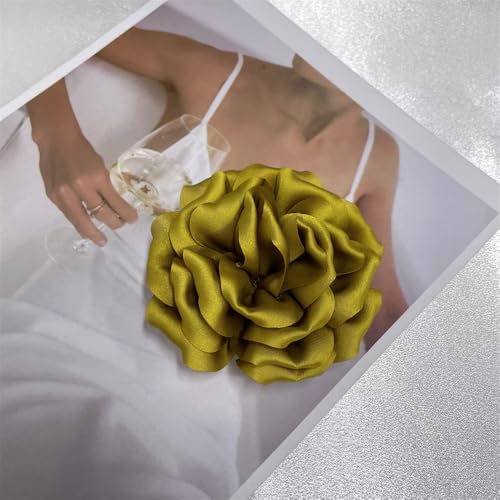 Image of Dainty Peony Rose Flower Brooches Lapel Pins Delicate Elegant Fabric Flowers Brooch Pin for Women Flower Corsage for Wedding Party Accessories Jewelry Gifts100mm
