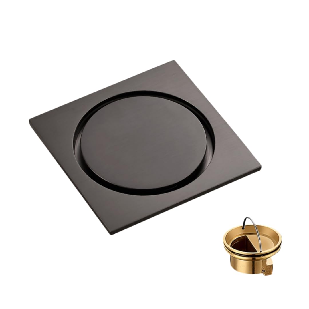 Desagües para Cuarto de baño, Drenaje de Piso Colector Cabello Todo Cobre Desodorante Doble(Gray,Gravity Core)