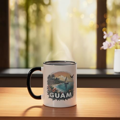 Vaso de Cerámica Vintage Retro Guam 11 Onzas Negro/Blanco miniatura 3