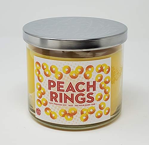 Peach Ring Candle ~ 3 Wick 14.5Oz Candle ~ 80 Hour Burn Time ~ Made In Usa (14.5 Oz, Peach) #TOP28