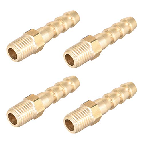 uxcell Brass Fitting Connector Metric M8-1 Male to Barb Fit Hose ID 6mm 4pcs