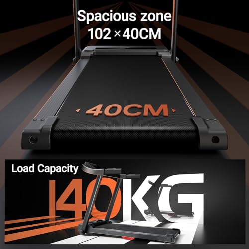 CURSOR FITNESS Folding Treadmill for Home, 2.5 HP Quiet Brushless Motor, 265LBS Capacity, 12 KM/H Foldable Walking Running Treadmills Machine with Pulse Sensor and LCD Display for Office Gym - Image 6