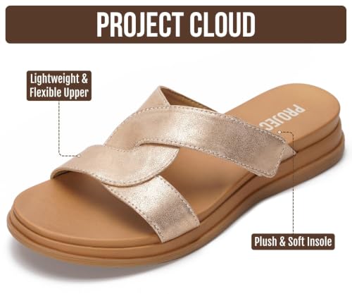 Image of Project Cloud Wedge Sandals for Women 2026 - Comfortable Soft & Plush Insole Strappy Womens Sandals with Lightweight and Non-Slip Durable Outsole