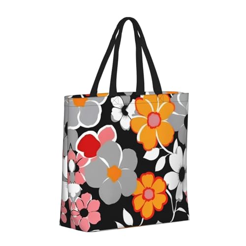 Floral Pattern Print Tote Bags, Large Capacity Zipper Shoulder Bag, For Shopping, Work, Daily2