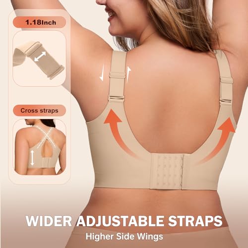 Image of LetsJoli Bras for Women Supportive Wireless Push Up Bra Full Coverage No Underwire Seamless Plus Size for Older Women