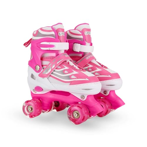 CHICIRIS Patines de Ruedas Iluminados para Niños, Patines Ajustables para Niños con Ruedas Brillantes, Ideales para Niñas de 5 a 8 Años, Actividades Divertidas Al Aire (L)