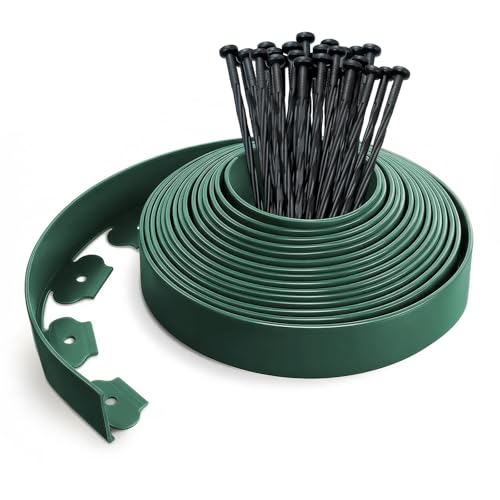 VOUNOT® Bordure de Jardin en Plastique 10 mètres avec 30 Piquets d'ancrage Bordurette de Pelouse...