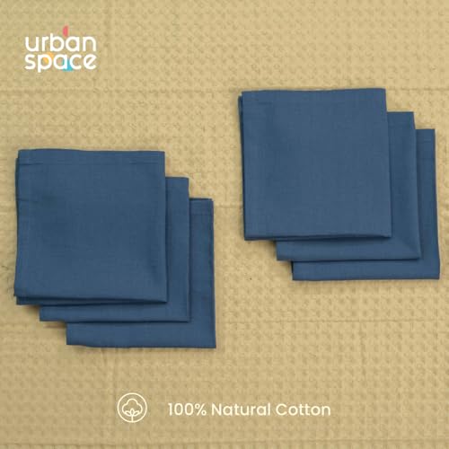Image of Urban Space 100% Cotton Multipurpose Hand Towel, Kitchen Napkins Set of 6, Dining Table Napkins for Kitchen, Machine Washable & Reusable (Set of 6 - Navy Blue)